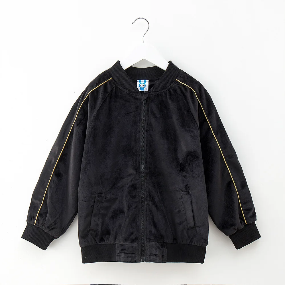 kids &amp teenager girls long sleeve black velvet casual fall winter bomber jacket coat children fashion velour outerwear clothing | Детская