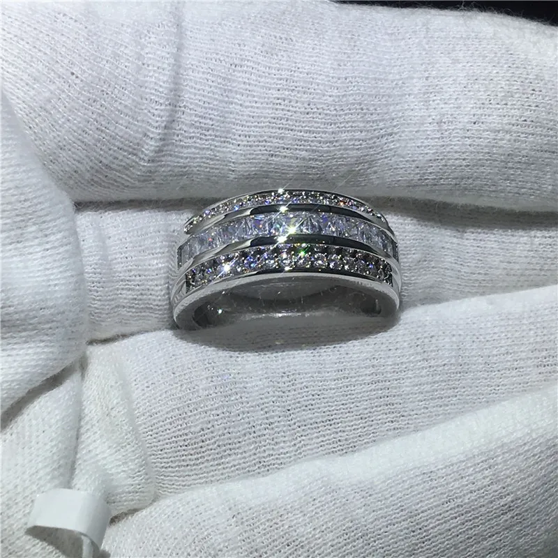 Мужское кольцо с фианитом 3 мм 5 А белым золотом|wedding band ring|band ringring for |