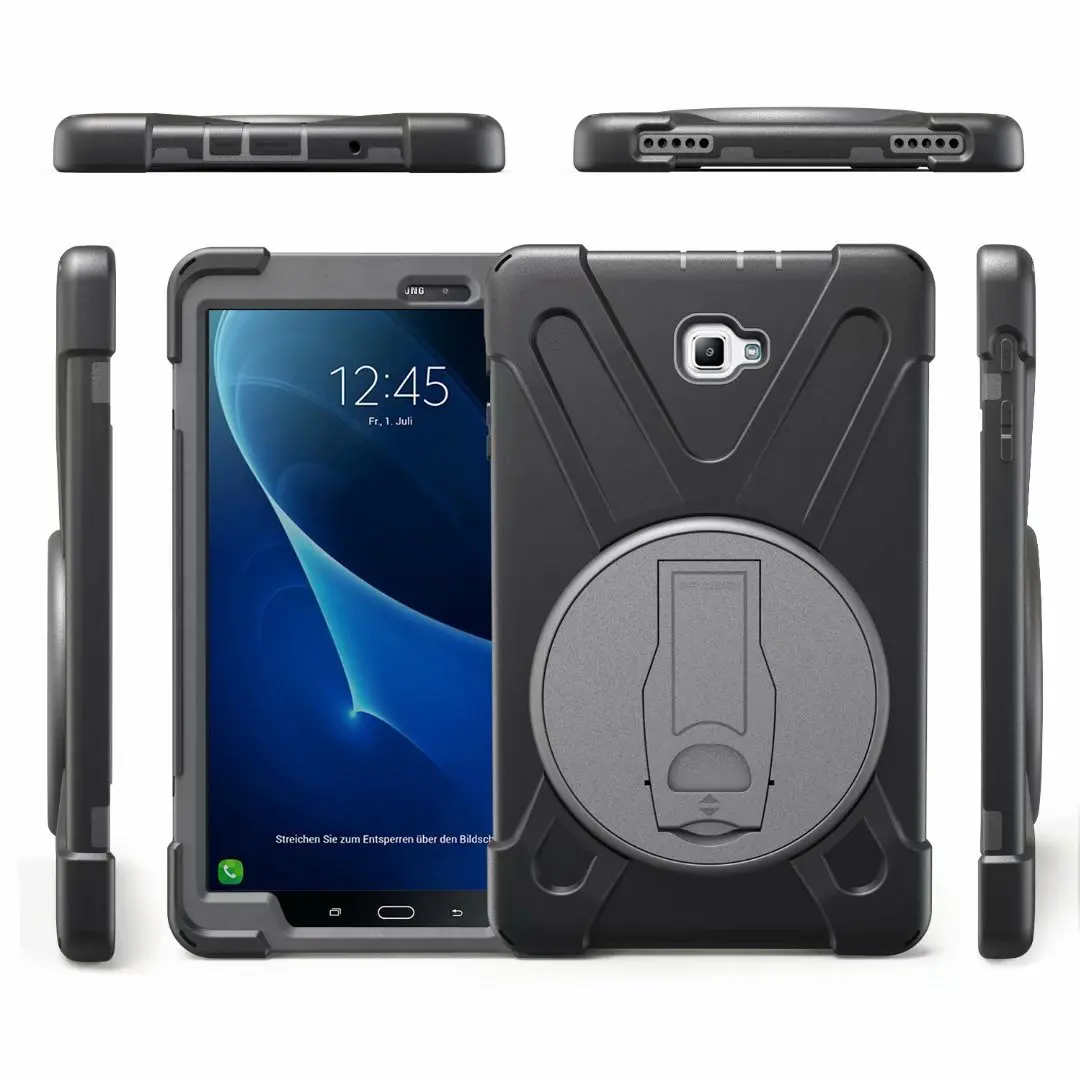 Противоударный детский чехол для samsung Galaxy Tab A 10,1 T580 T585 SM-T580 SM-T585 Защитная крышка подставка силиконовая резина Чехол - Цвет: Black Kickstand