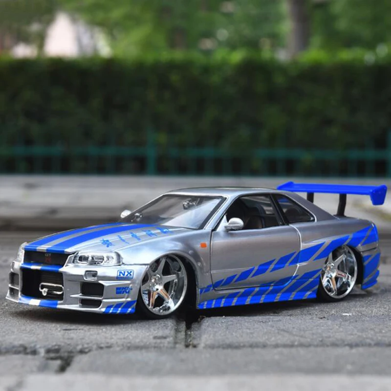 20 5 см масштаб 1:24 металлический сплав 2002 GTR R34 быстрая гоночная модель автомобиля