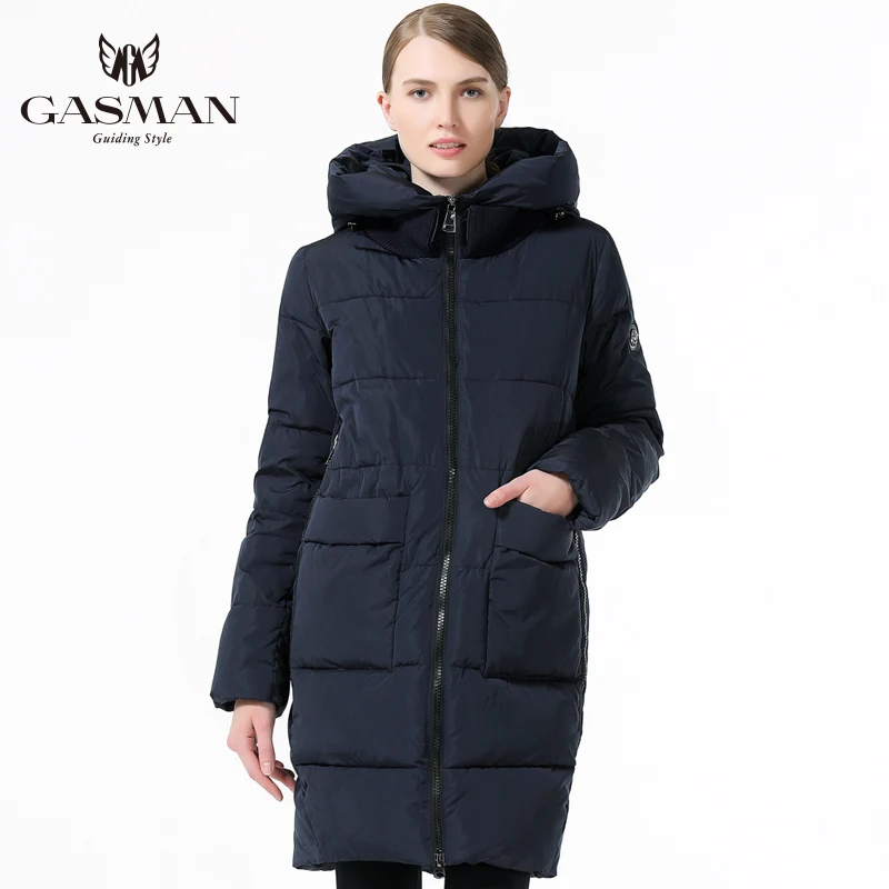GASMAN 2019 Теплая Женская Куртка Средней Длинны открытое пальто большой размер