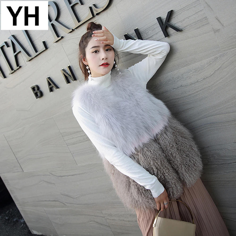 Женский меховой жилет из натурального Лисьего меха зимняя теплая безрукавка