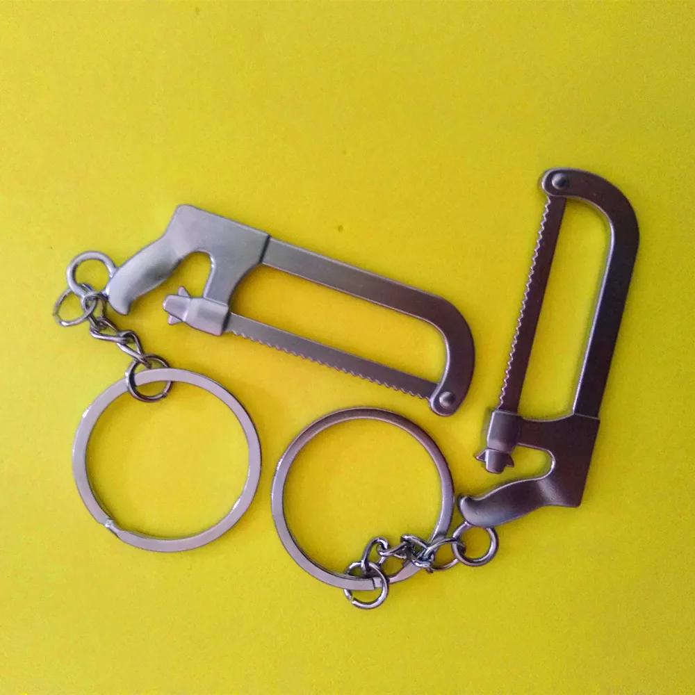 

50 Pcs Mini saw keychain metal keychain zinc alloy key ring tool keychain creative keychain keyfob men's gift custom