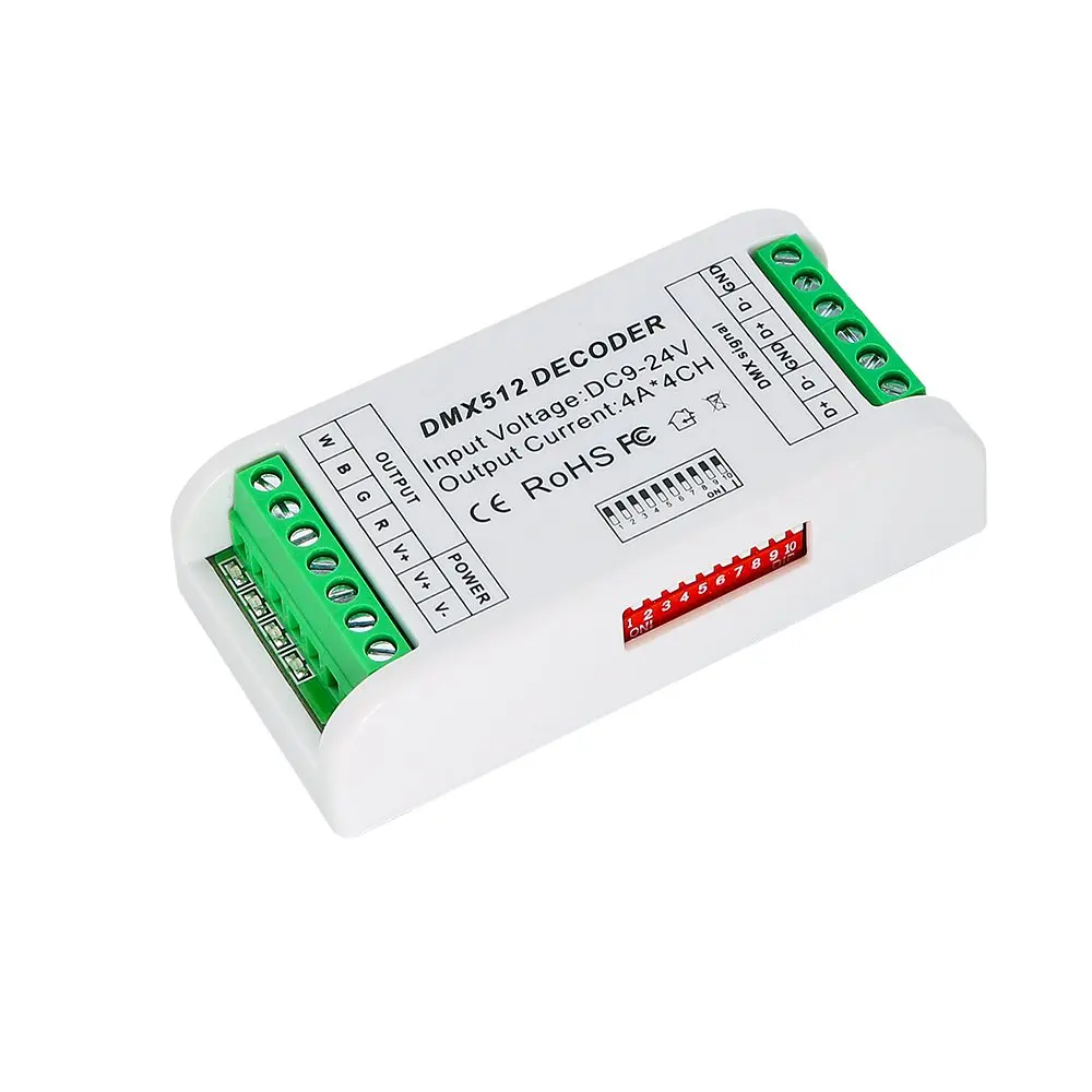 4 CH Mini DMX 512 LED Controller Channel RGBW Dimmer Decoder Driver For Strip Module DC9-24V 16A ST192 | Лампы и освещение