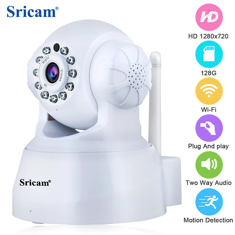 Sricam SP012 беспроводная IP камера 720P Wifi панорамирование/наклон наблюдения ONVIF P2P детский монитор Поддержка SD карты 128G удаленный просмотр веб-камера