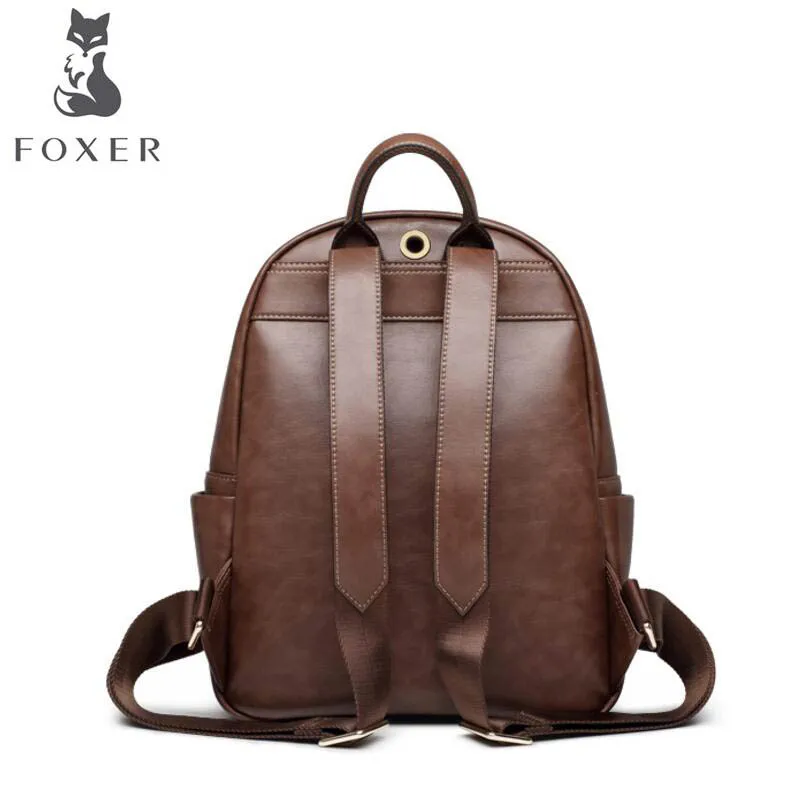 FOXER новая кожаная сумка простая дикая дорожная сумка первый слой кожаный маленький женский рюкзак