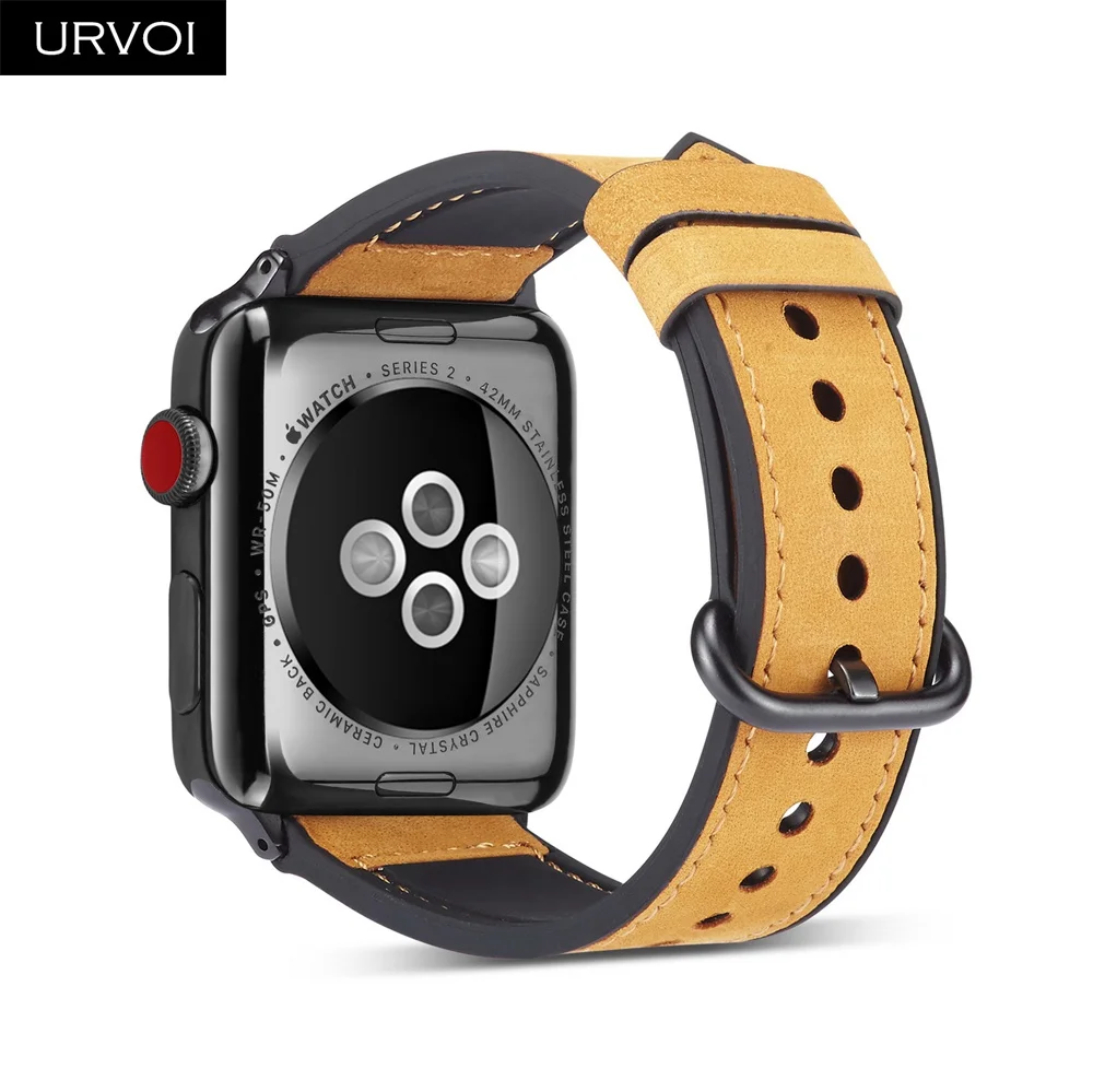 URVOI ремешок для apple watch series 5/4/3/2/1 Матовая Мягкая манжета Кожаный ремешок для наручных часов iwatch, комфортный Прочный классический пряжки дизайн