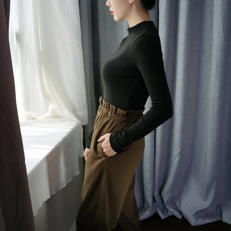 FencySweet футболка Для женщин с длинным рукавом хлопковая Slim-fit футболки осень-зима