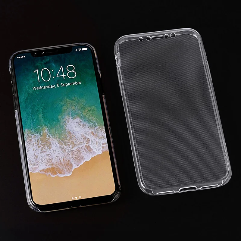 360 всего тела резиновая гель ТПУ прозрачный чехол для iPhone X XS Мягкий силиконовый