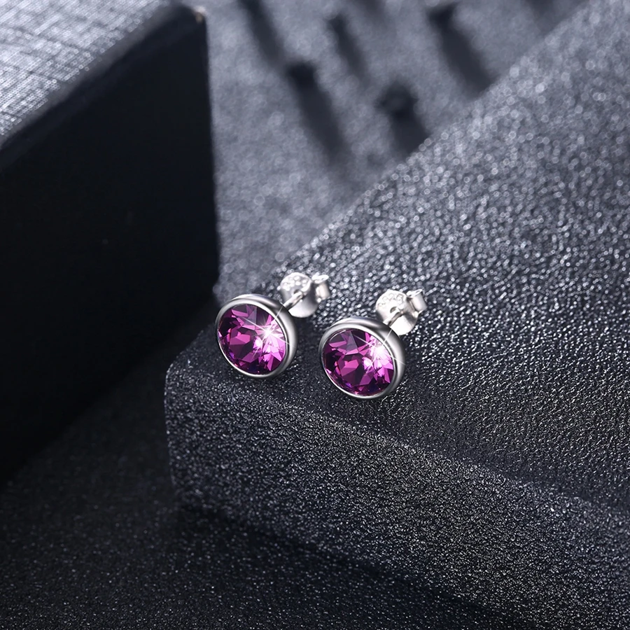 MALANDA круглые серьги из серебра Swarovski модные гвоздики для женщин свадебные