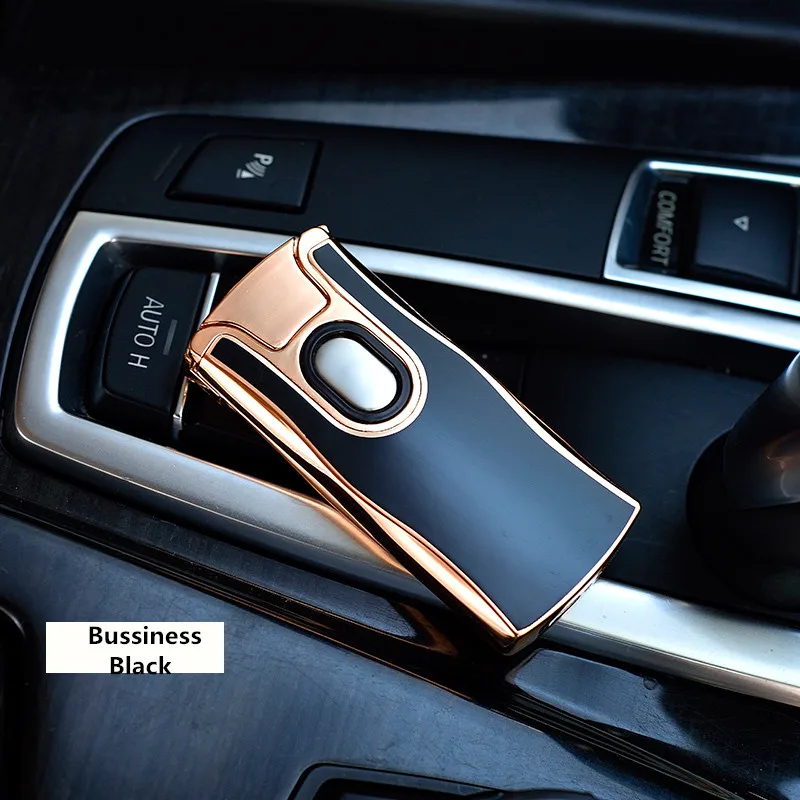 Bussiness Black Новая USB электрическая двойная дуговая металлическая зажигалка перезаряжаемая плазменная зажигалка с сенсорным зондированием импульсный крест гром Ligthers - Цвет: Bussiness Black