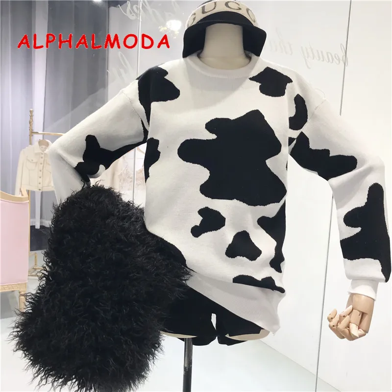 

Женский свитер с длинным рукавом ALPHALMODA, Свободный Повседневный пуловер с длинными рукавами, 2018