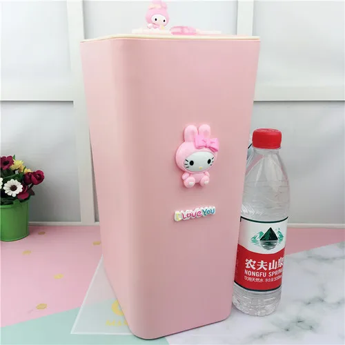 Melody 8L pressing 8л/12л hello kitty мусорный бак с крышкой прокатки и прессования типа кухня гостиная ванная комната хранение мусора корзина пластиковый мусорный бак - Цвет: Melody 8L pressing