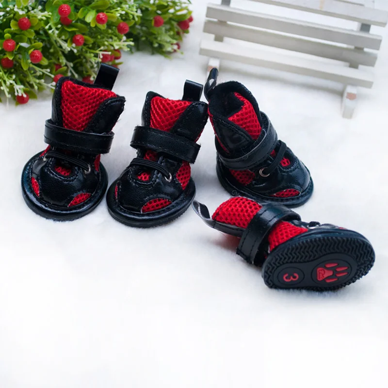 4 шт./компл. Pet обувь на плоской подошве теплые зимние ботинки нескользящей