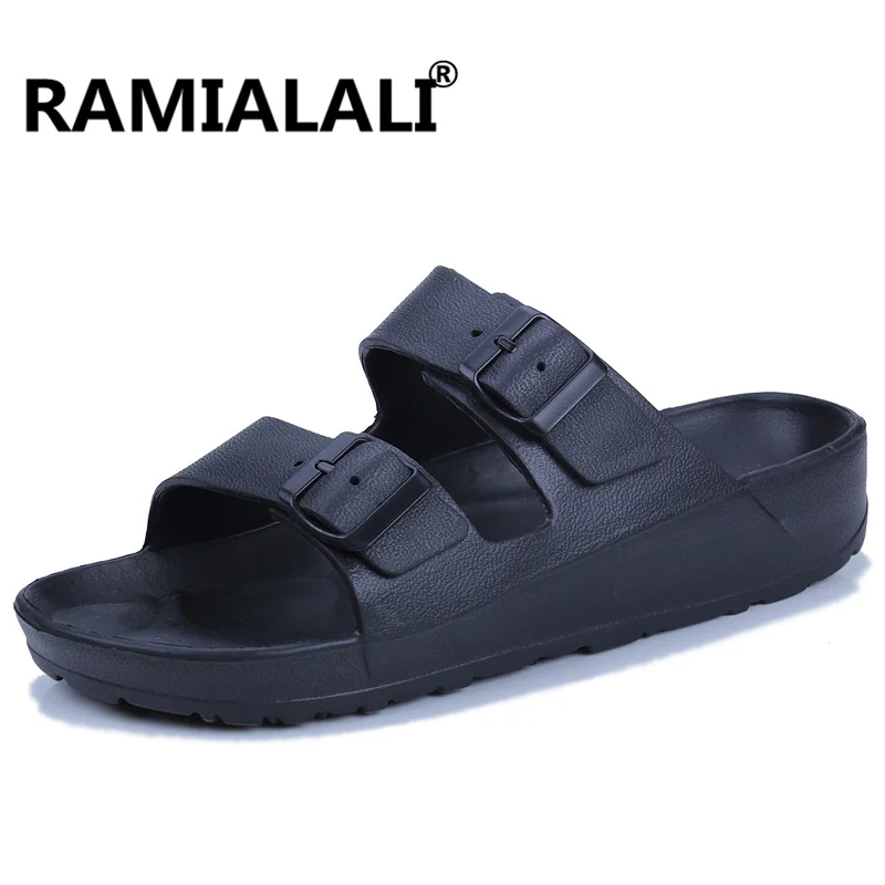 Черный Ramialali/летние крутые мужские шлепанцы; пляжные шлепанцы; удобные модные шлепанцы; мужские вьетнамки; Мужская обувь размера плюс 45 - Цвет: Черный