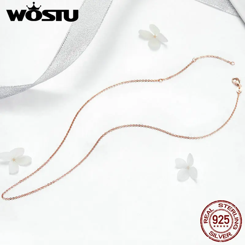 Женское Ожерелье из бисера WOSTU розовое золотое ожерелье стерлингового серебра 925