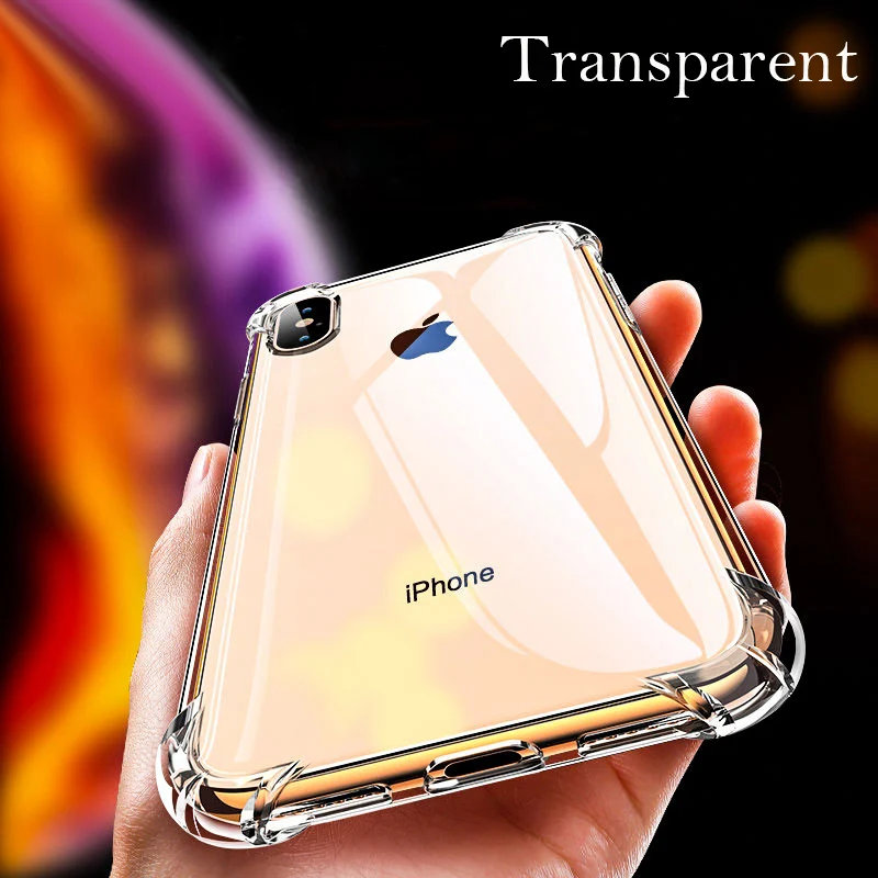 Transparent Роскошный противоударный бампер силиконовый чехол для телефона для iPhone 6 S 6 S 7 8 Plus X XS Max XR 6Plus 7Plus 8 Plus Прозрачная защитная задняя крышка - Цвет: Transparent