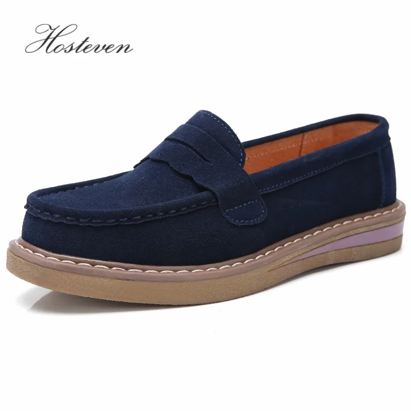 Hosteven/Женская обувь кроссовки повседневные женские лоферы из натуральной кожи