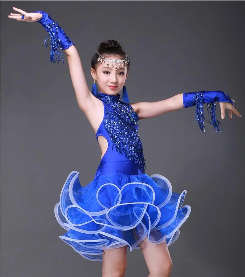 

New 2017 Child Latin Dance Dresses Kids Ballroom Dance Costume Girl Modern Dance Dress Women Vestido Waltz Stage Dance Clothing