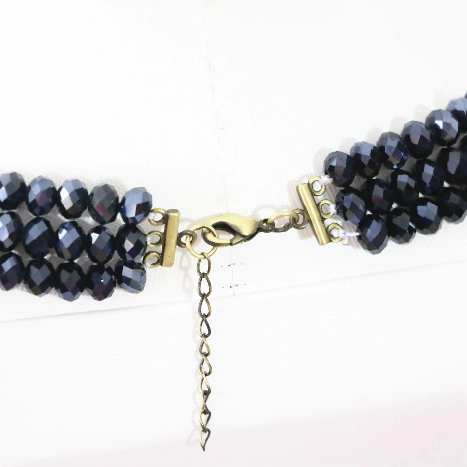 Серьги 3 ряда ожерелье синий круглый корпус имитация жемчуга счеты овальные