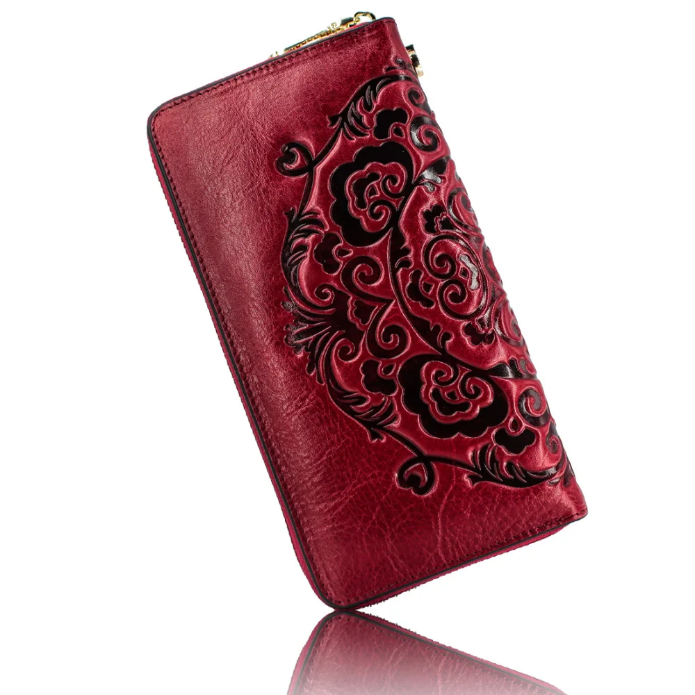 Genuine Italian wallet purses clutches all bags European and American style embossed tassel zipper multi-card position | Багаж и сумки