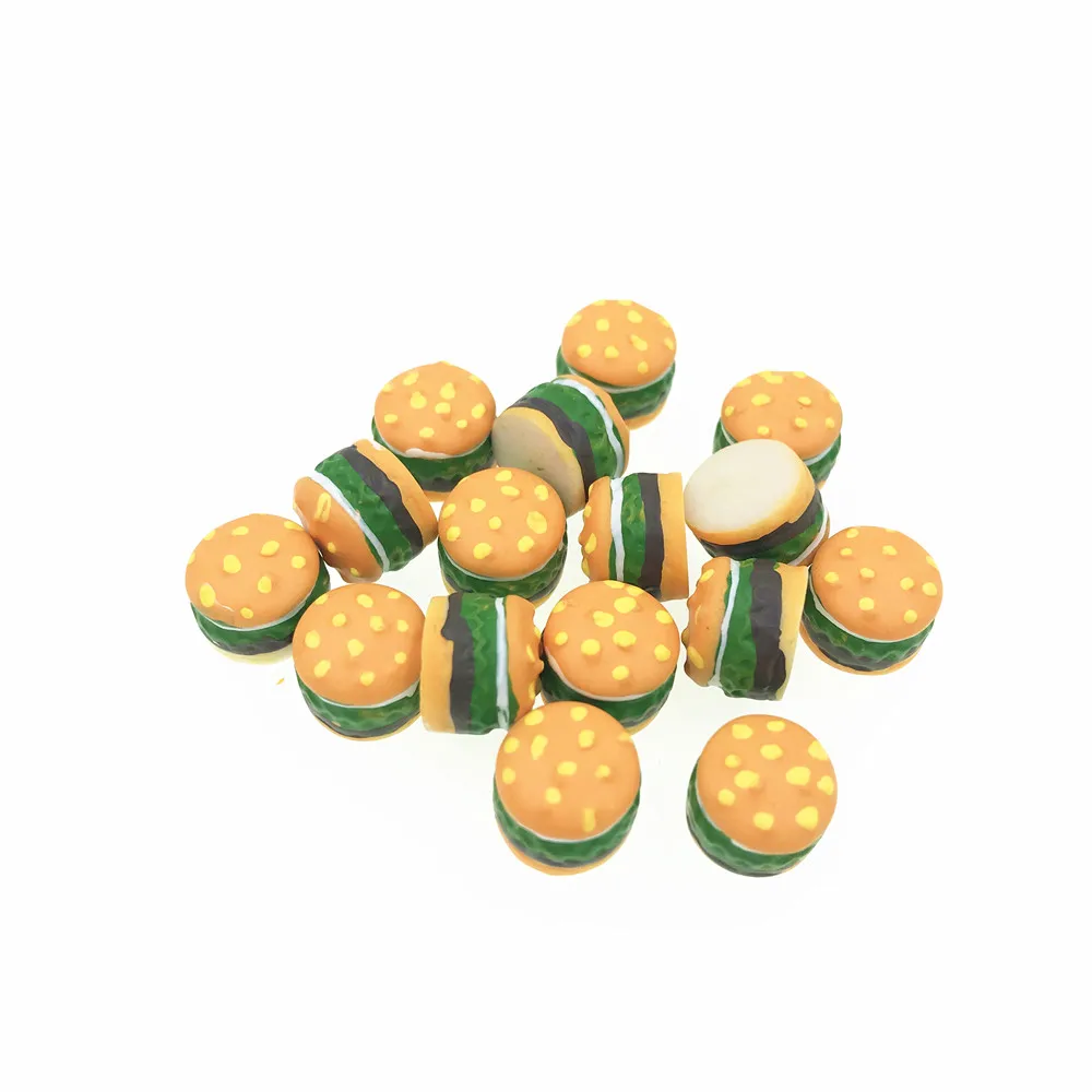 

10Pcs Resin Miniature Hamburger Flat Back Resin Cabochon Fake Food Embellishment for Phone Decoration Scrapbooking DIY Crafts