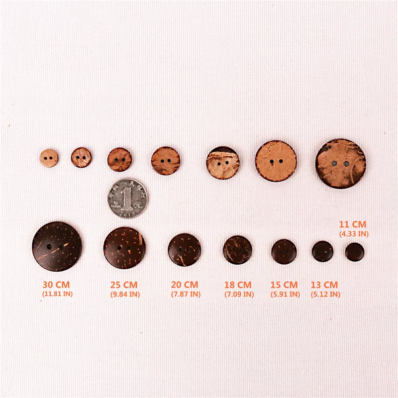 Круглые большие кокосовые пуговицы из натурального дерева 100 шт. разные размеры