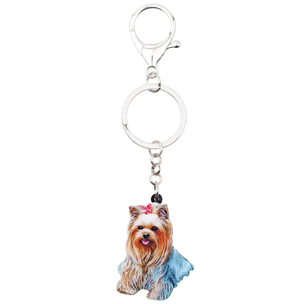 Bonsny акриловые брелки-цепочки для ключей с собачкой из мультфильма Shih Tzu, подарок для женщин и девушек, женские подвески-сумочки, модные ювелирные изделия, оптом, новинка