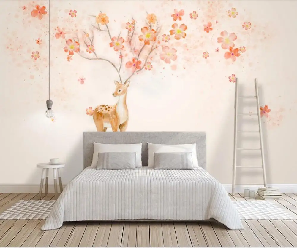 Настенные 3D обои на заказ цветы кластеры лось скандинавский абстрактный цвет