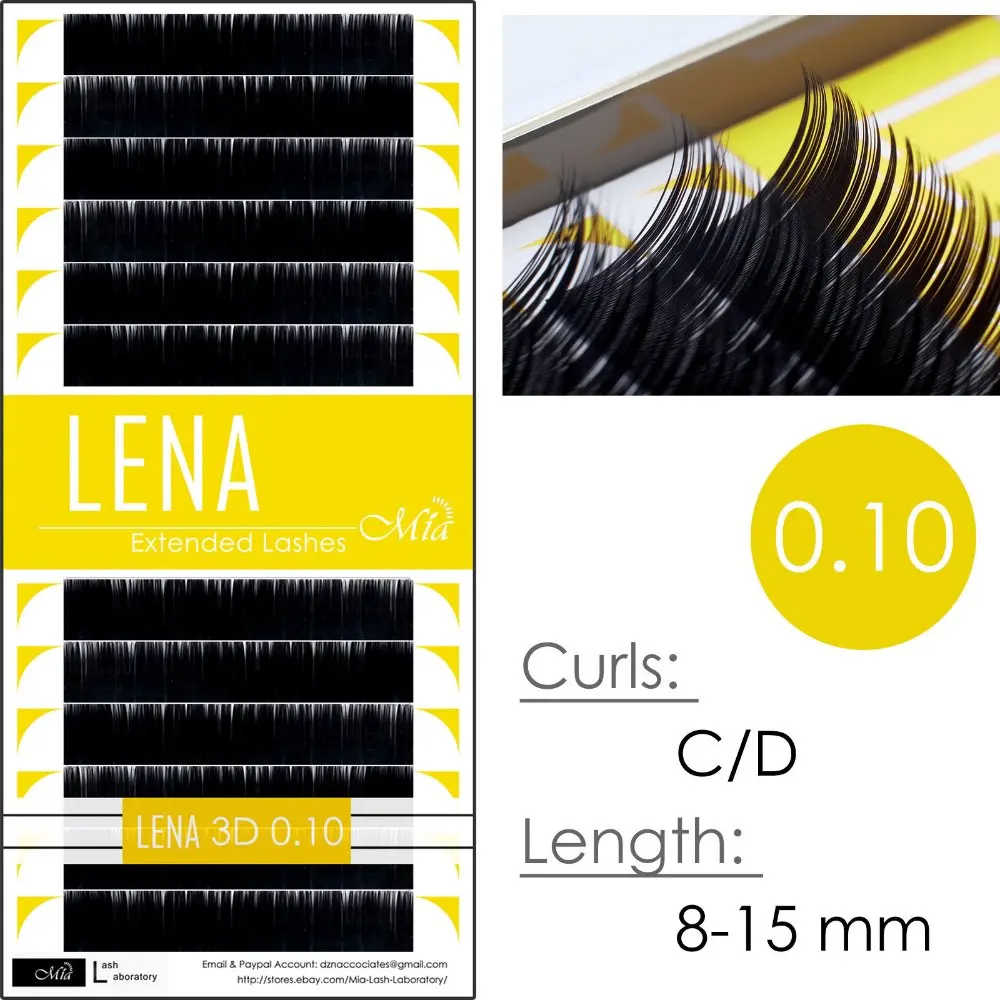 Ресницы для наращивания [3D 0 10 C/D] LENA 3D Black Pearl объемные супер черные ресницы