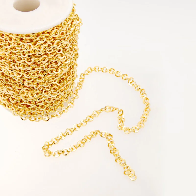 Позолоченная латунная цепочка 6 мм ручная работа 25 ярдов в рулоне|brass chain|gold plated brass