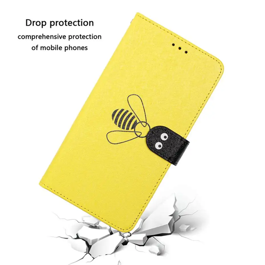 Милая божья коровка кожаный чехол с откидной крышкой для samsung Galaxy S10 S9 S8 S7 J4 J6 A5 A6 A7