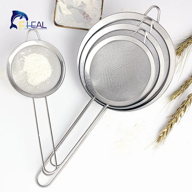 FHEAL ситечко для муки из нержавеющей стали ручка фильтра глазурь выпечки сахара