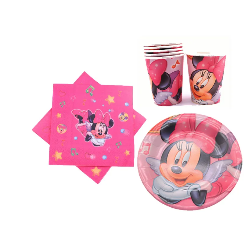 22pcs Minnie3 40 шт/22 шт./лот Микки Минни тематическая вечеринка на день рождения украшения одноразовая посуда чашки тарелки салфетки для детей принадлежности для вечеринок - Цвет: 22pcs Minnie3