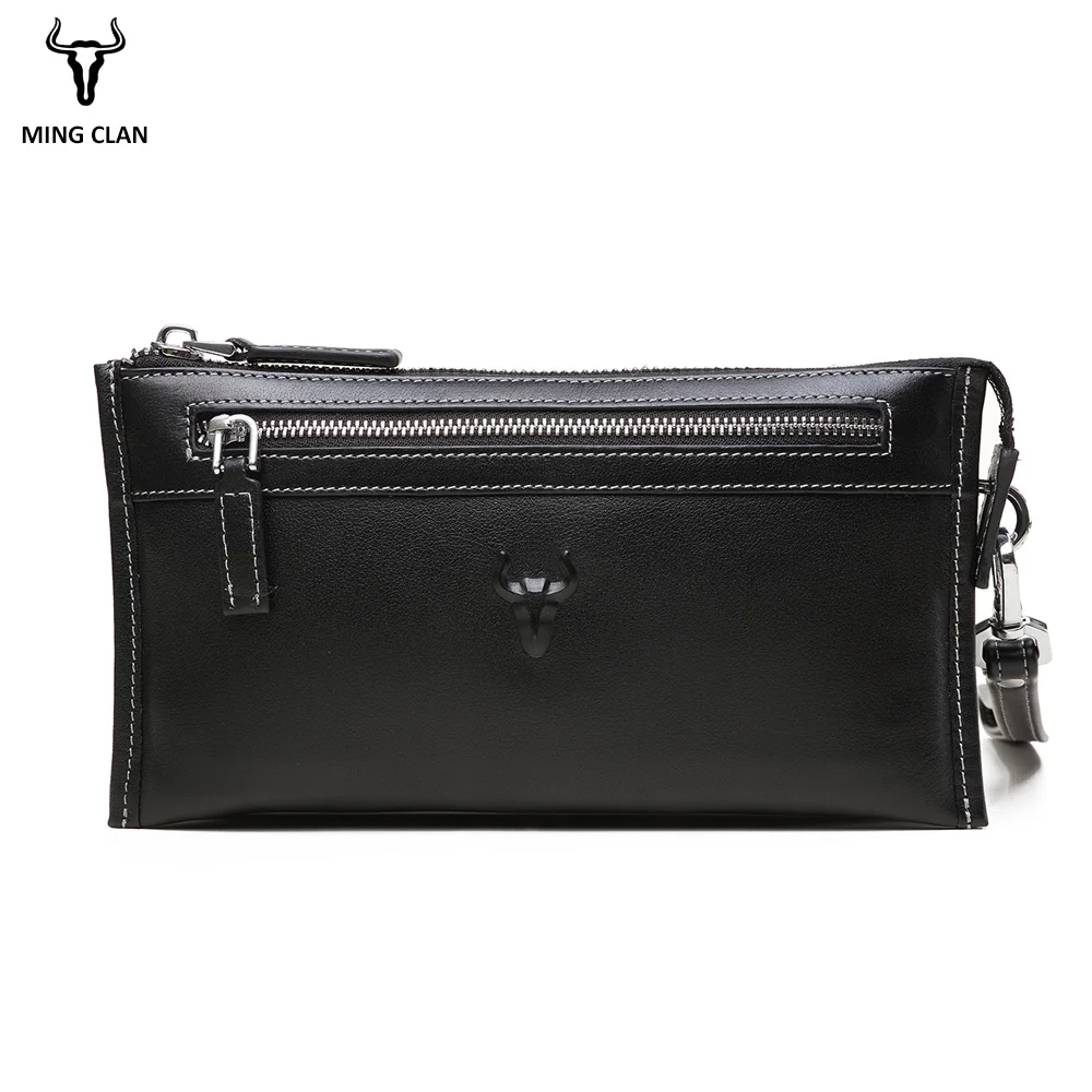 Mingclan Luxury Brand Male Leather Purse Men's Clutch Wallets Handy Bags Business Handbag Men Day Clutch Bag With Zipper Pocket