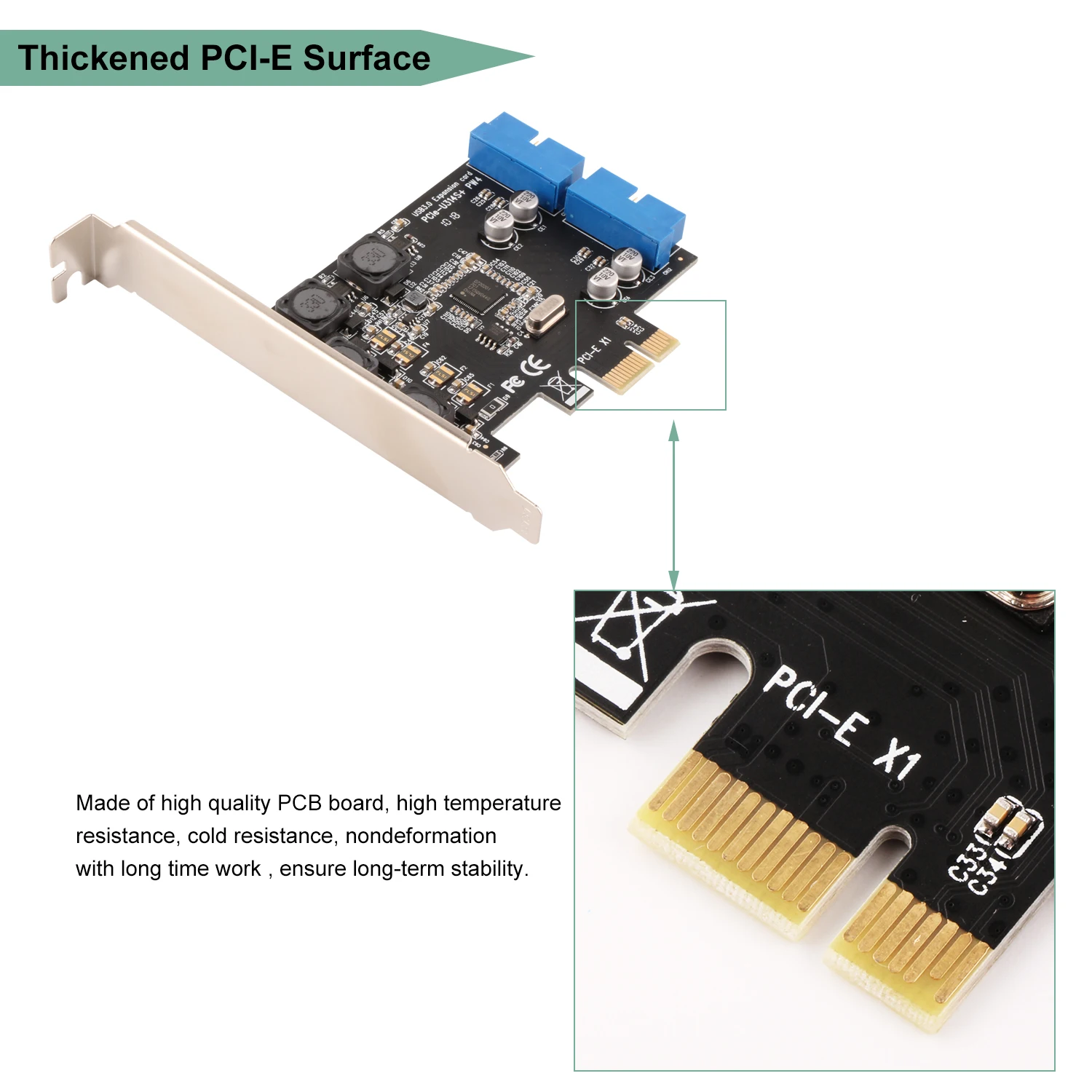Карта USB Controllor Ubit PCI E к 2 портовому 3 0 19PIN разъемы Расширительная карта с полным и