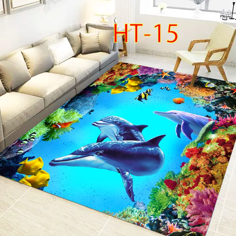Blue Sea ocean Mediterranean Style 3D Carpets for Living Room Bedroom Area Rugs Coffee Table Sofa Bed Floor Mat Hallway Carpet - Цвет: HT15