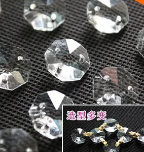 500 шт./лот 14 мм стеклянные Восьмиугольные бусины в трех отверстиях Бесплатная