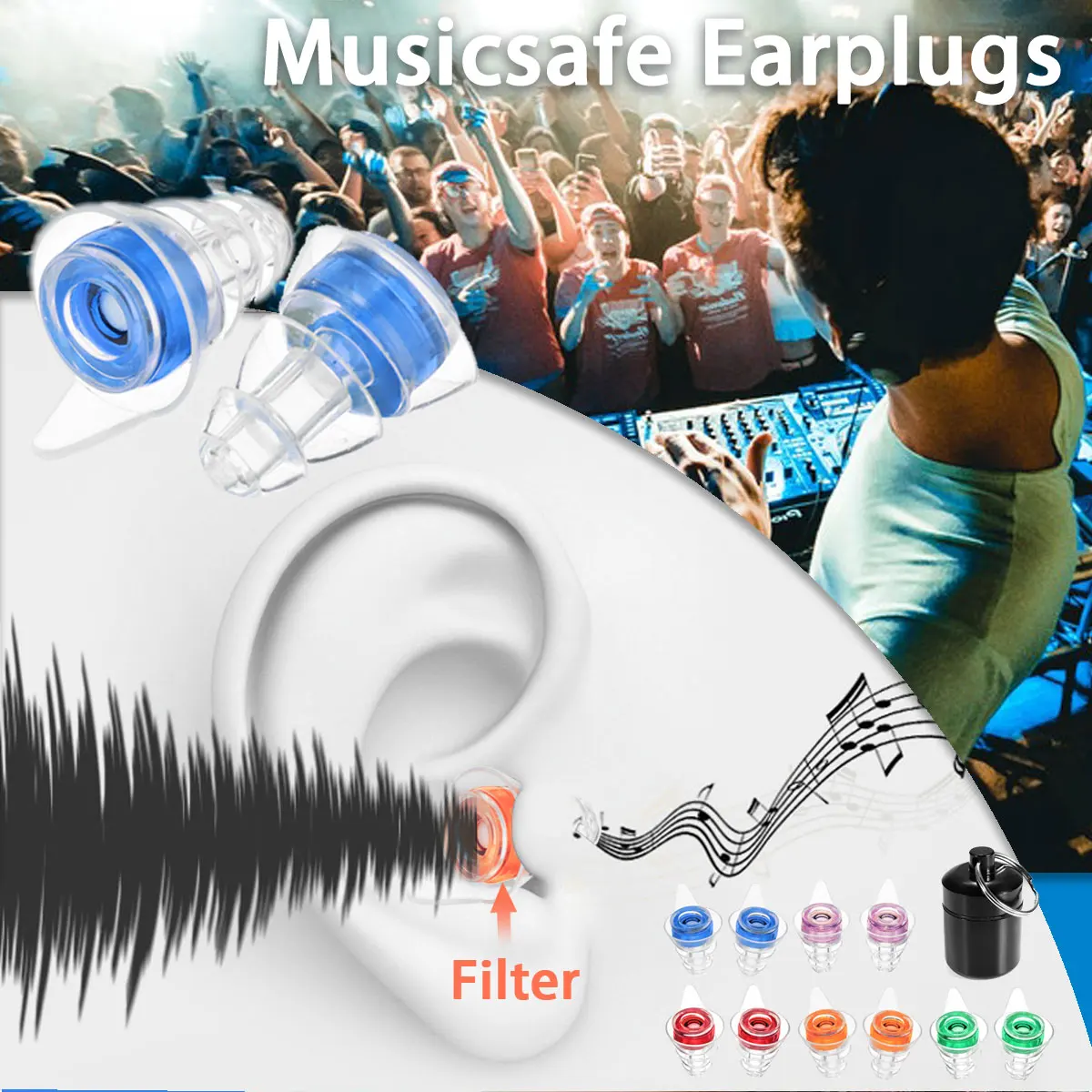 1Pair Silicone Ear Plug Sound Insulation Ear Protection Reusable Noise Music Reducing Cancelling Earplugs For Sleep Concerts