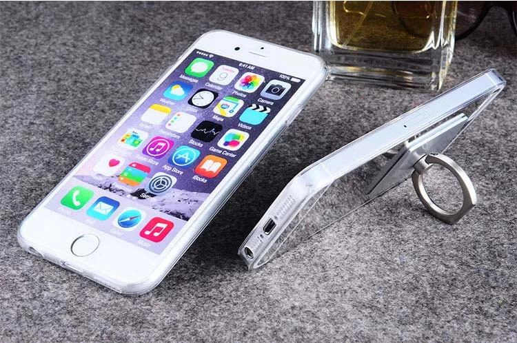 Hot Mirror Soft Clear TPU Phone Case With Metal Ring Holder For iPhone X XR XSMAX 5s Back Coque Cover 7 8 6 6s Plus |