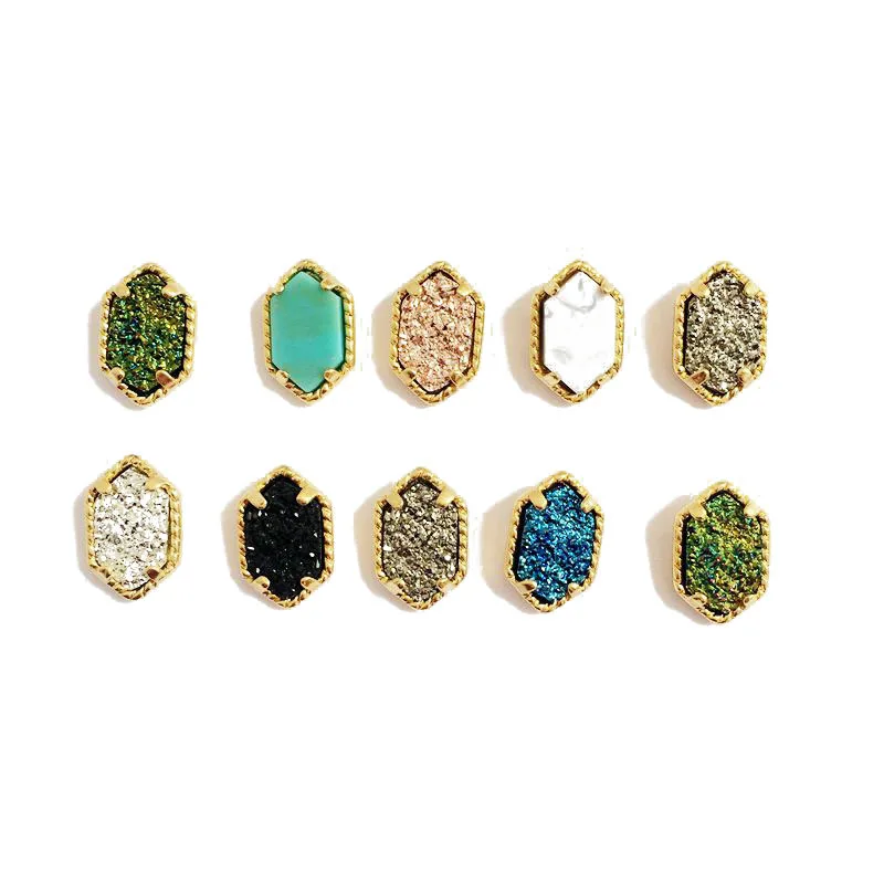 10 цветов подвесное ожерелье Drusy с геометрическим узором и подходящие к