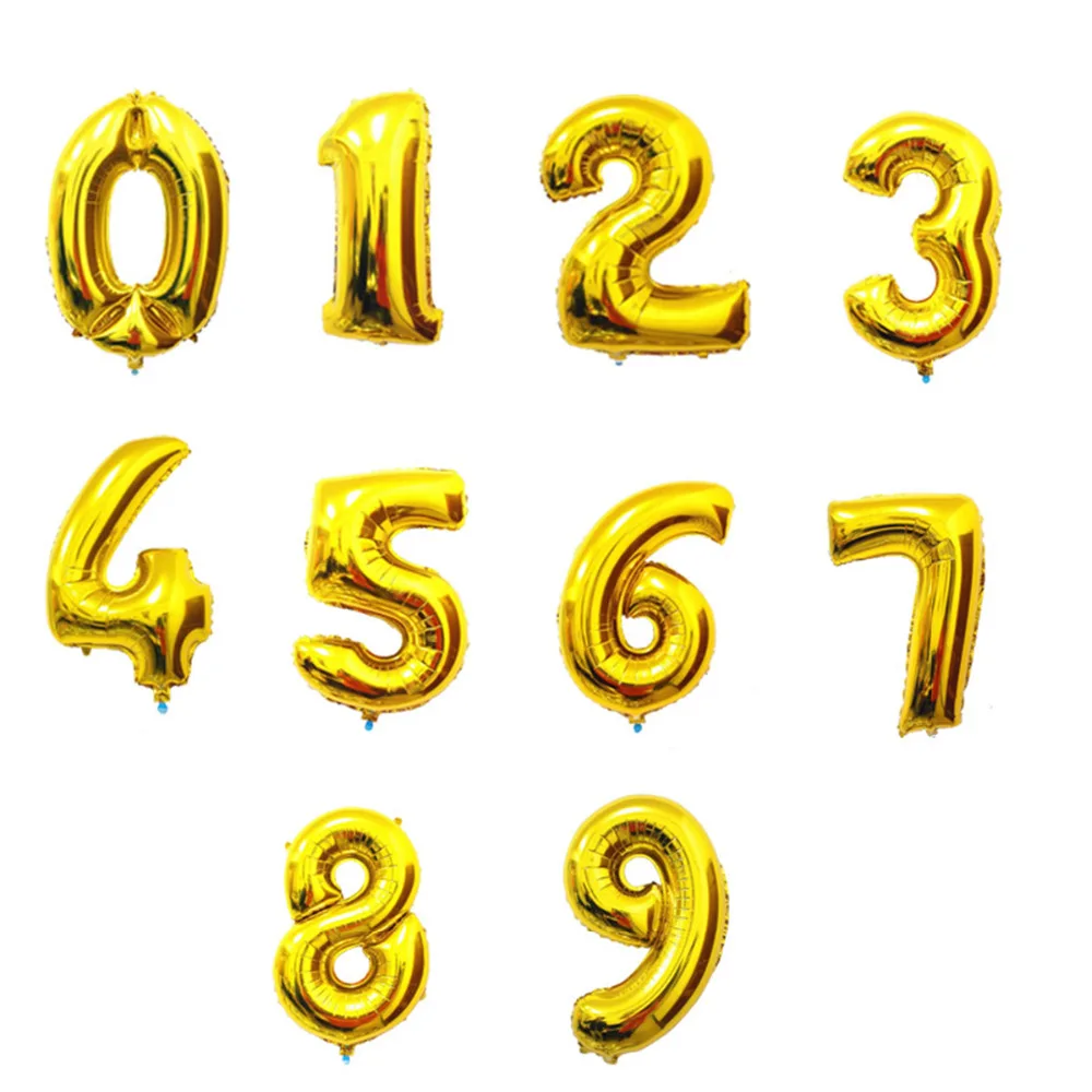 30 дюймовые золотистые и Серебристые фольгированные шары с цифрами баллоны