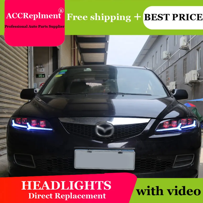 Автомобильный Стайлинг для Mazda 6 головной светильник s U angel eyes 2003-2008 для Mazda 6 светодиодный светильник Q5 bi xenon объектив СВЕТОДИОДНЫЙ прожектор