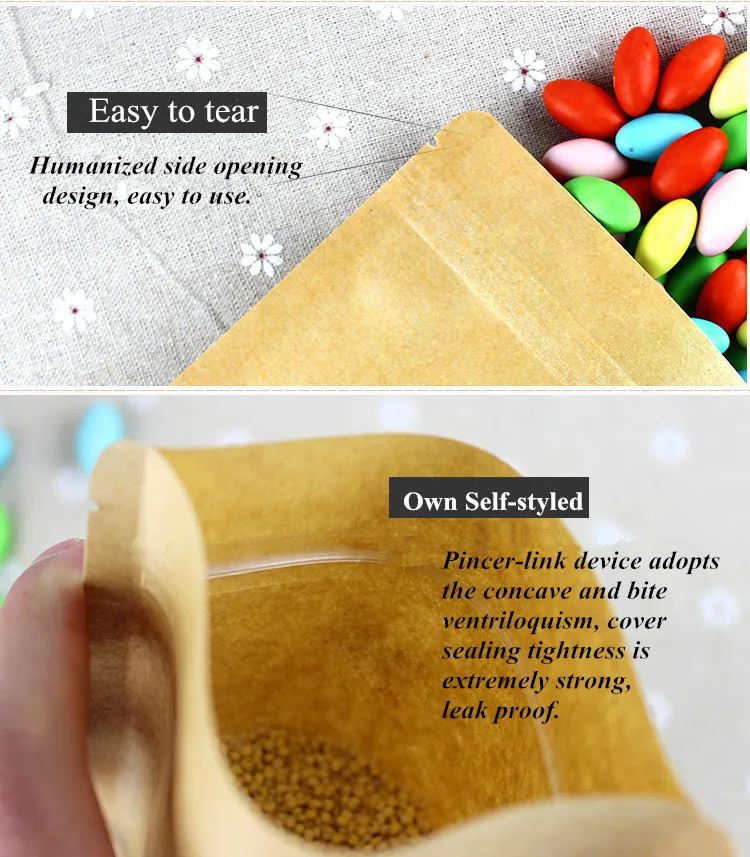 14*20 + 4 см стоьте вверх коричневый крафт бумага матовый мешок окна дой Пак с