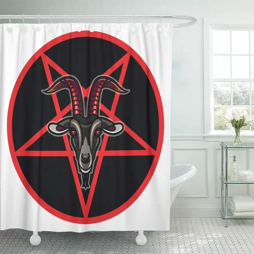Пентаграмма С Demon Baphomet с изображением Сатанинского козла занавес для душа Символ
