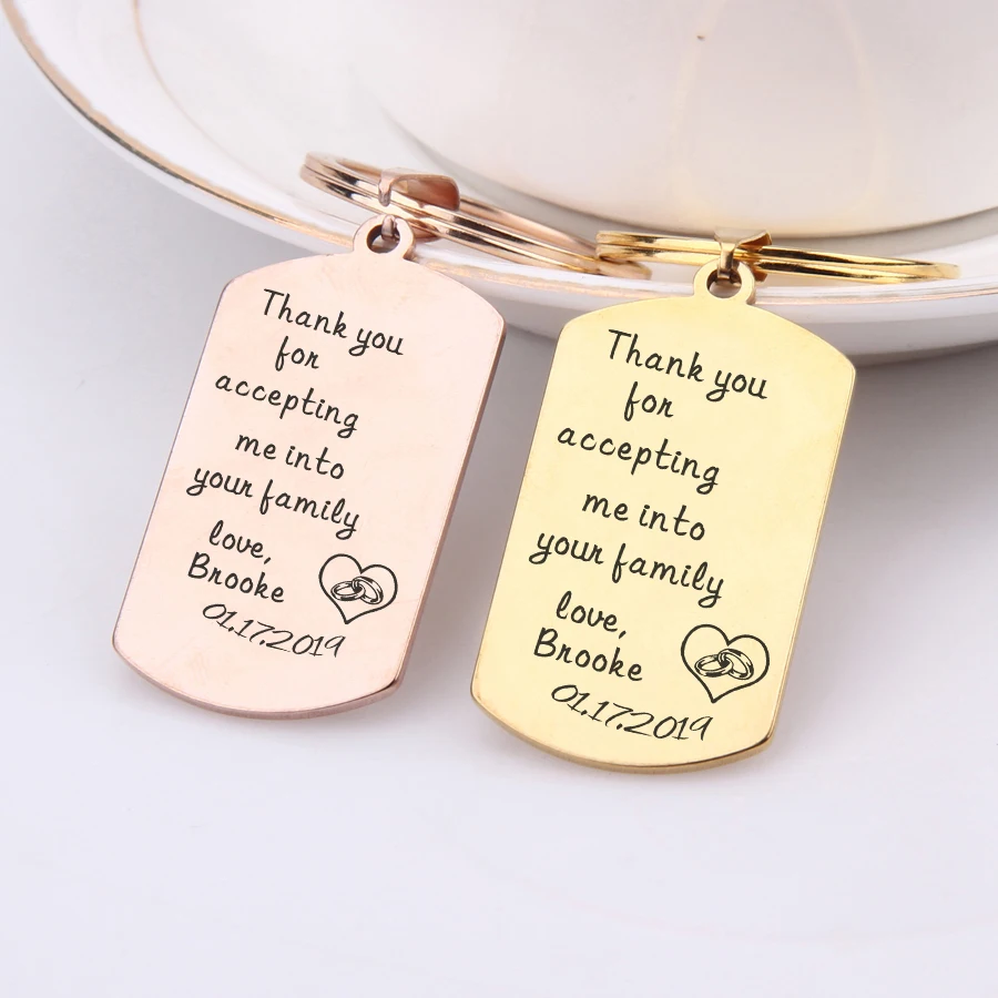 Деликатное имя и Дата индивидуальные цепочки для ключей выгравированы спасибо