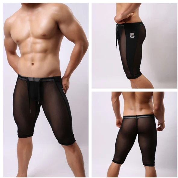 

BRAVE PERSON Men's Sexy Transparent Beach Wear Shorts Man Board Shorts Multifunctional Knee-length Tights for Men Trunks Shorts