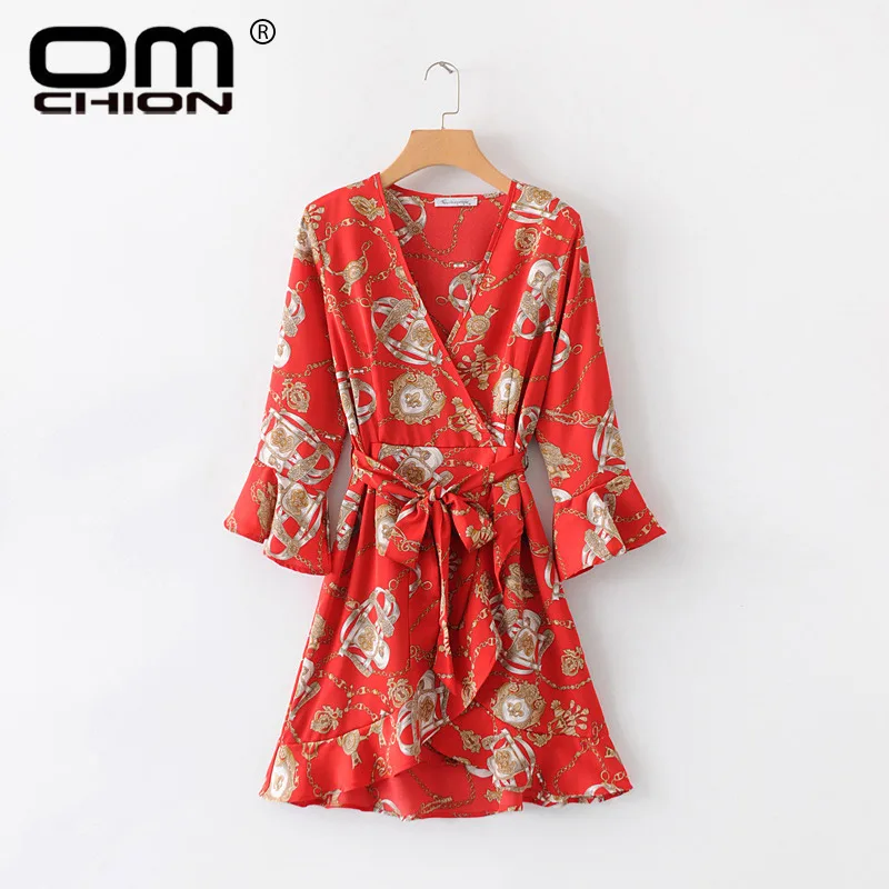 OMCHION Vestidos 2019 глубокий v-образный вырез блестящие пикантные рукава летнее платье
