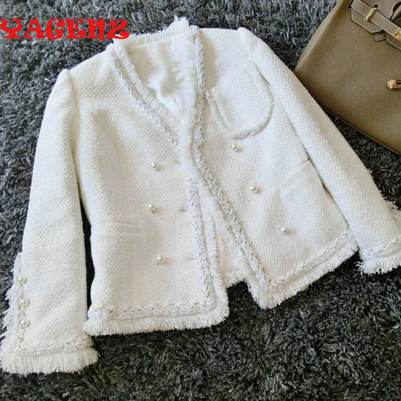 Осенний короткий кардиган из японской импортной ткани модная белая классическая