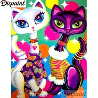dispaint full squareround drill 5d diy diamond painting cartoon cat scenery 3d embroidery cross stitch home decor gift a12586
